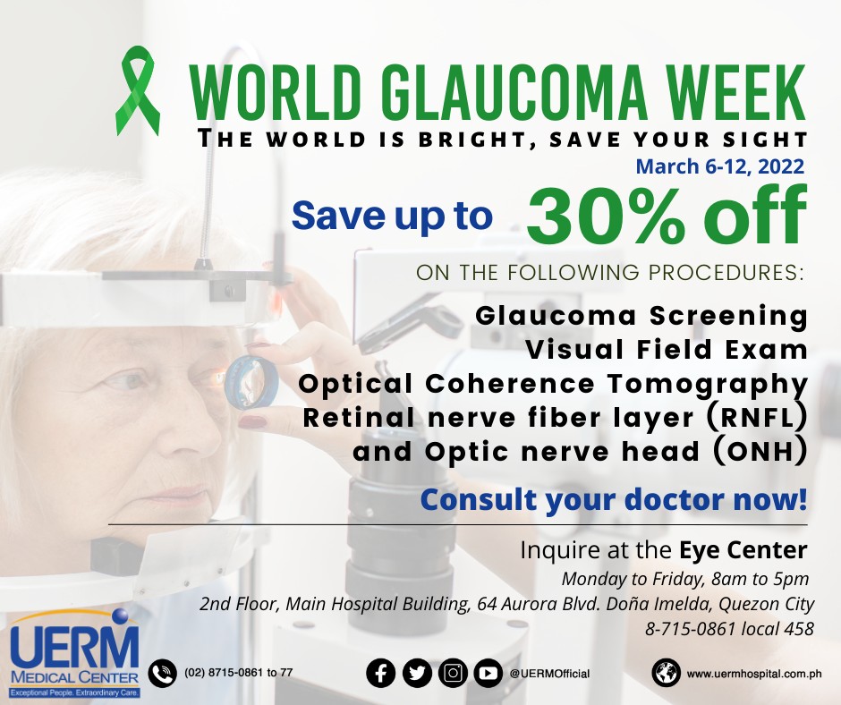 30% discount for Glaucoma Diagnostics at UERM Eye Center