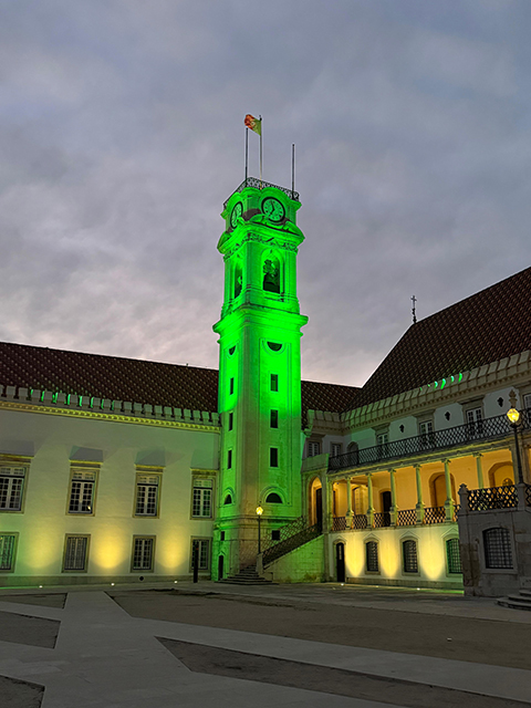 The Tower of the University of Coimbra  Goes Green for World Glaucoma Day