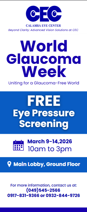 World Glaucoma Week : FREE Eye Pressure Checking